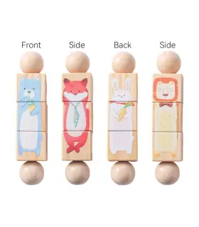 [1Pc Bear] Jouets Montessori en bois pour bébé, 1 pièce, dessin animé Animal Crocodile ours, bl