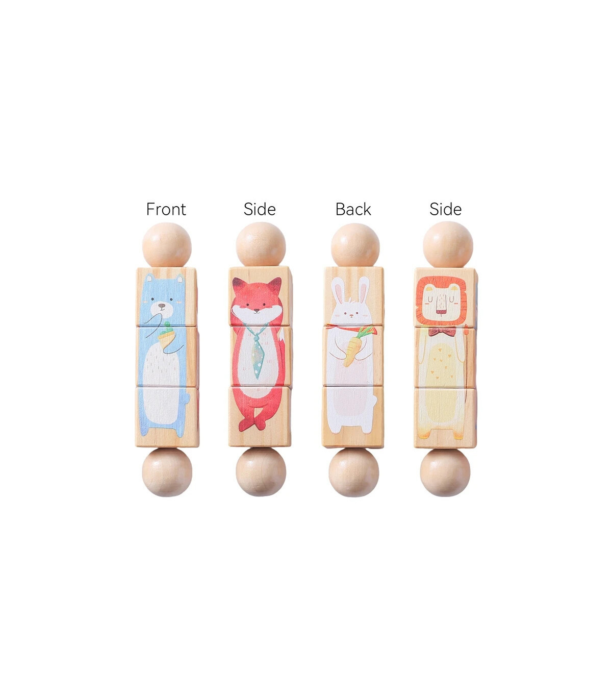 [1Pc Bear] Jouets Montessori en bois pour bébé, 1 pièce, dessin animé Animal Crocodile ours, bl