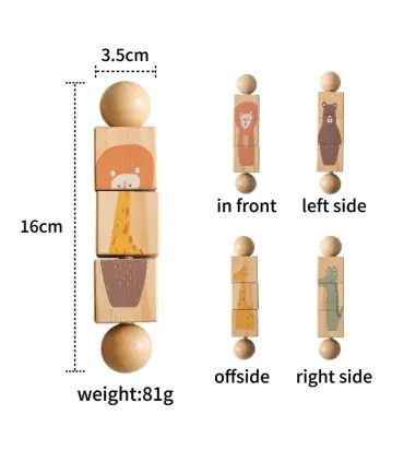 [1Pc Bear] Jouets Montessori en bois pour bébé, 1 pièce, dessin animé Animal Crocodile ours, bl