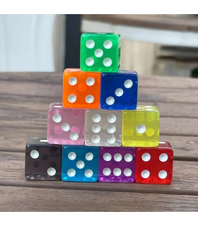 [10 color] 10 pièces/ensemble 16mm Transparent coloré 6 faces D6 Point dés pour Casino famille 