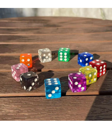 [10 color] 10 pièces/ensemble 16mm Transparent coloré 6 faces D6 Point dés pour Casino famille 