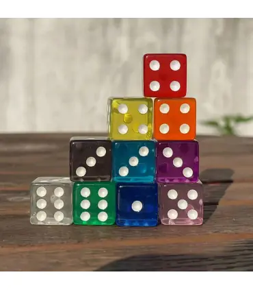 [10 color] 10 pièces/ensemble 16mm Transparent coloré 6 faces D6 Point dés pour Casino famille 