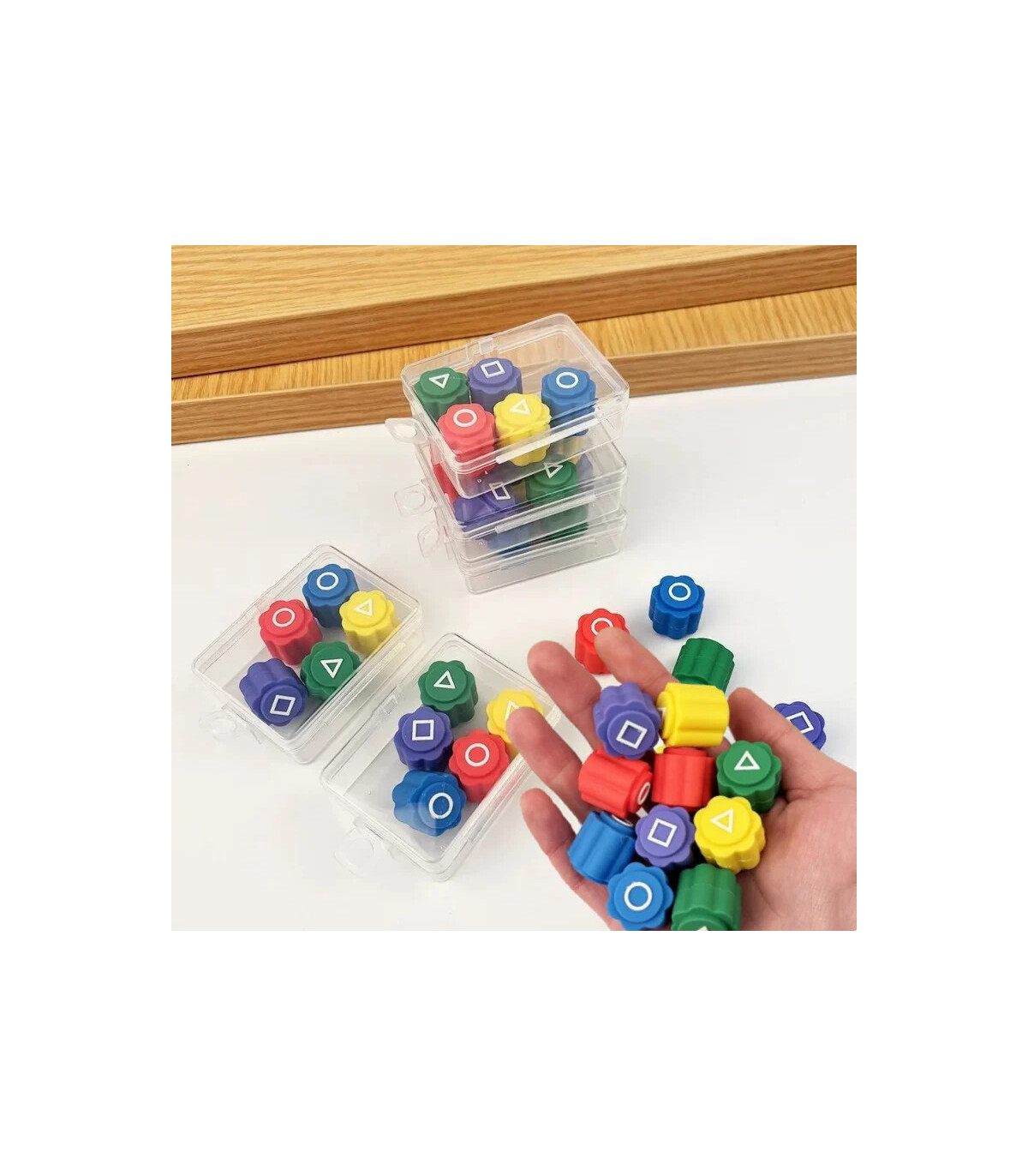 [1pcs] Nouveau jeu Karamari dés accessoires de jeu de fête carré rond Triangle impression Bar a