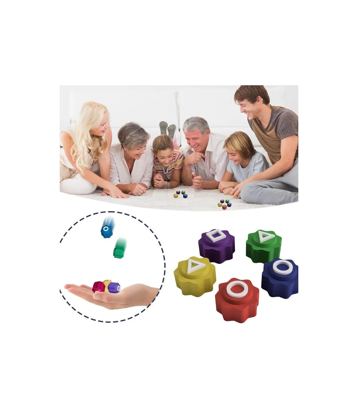 [1pcs] Nouveau jeu Karamari dés accessoires de jeu de fête carré rond Triangle impression Bar a