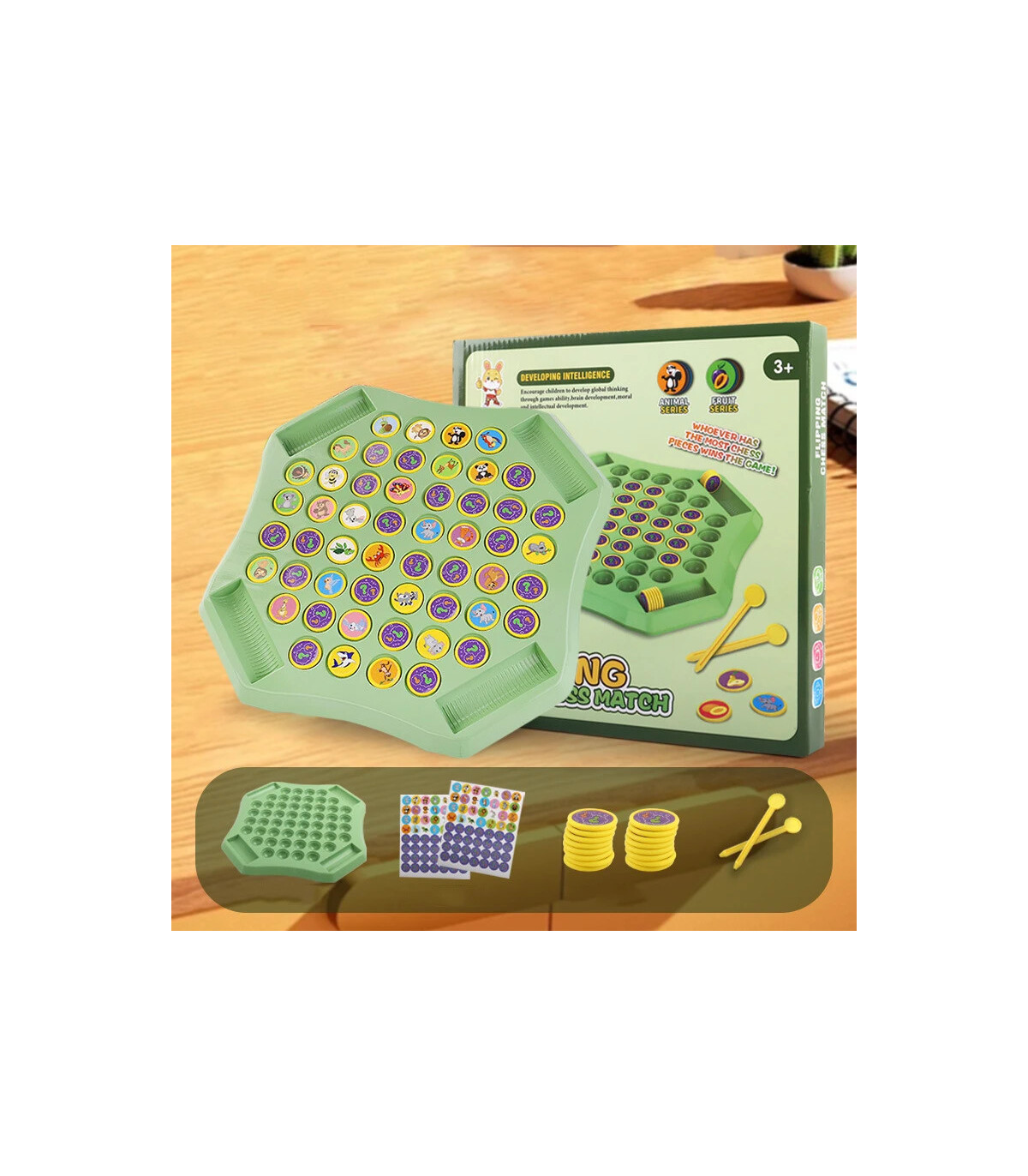 [Animal] Puzzle enfant fruits animaux retournés correspondant échecs multijoueur jeu de société