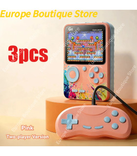 [Double Pink 3pcs] Console de jeu vidéo de 3.0 pouces, Mini TV rétro Portable, lecteur de jeu P