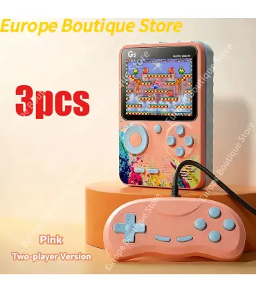 [Double Pink 3pcs] Console de jeu vidéo de 3.0 pouces, Mini TV rétro Portable, lecteur de jeu P