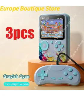 [Double cyan 3pcs] Console de jeu vidéo de 3.0 pouces, Mini TV rétro Portable, lecteur de jeu P