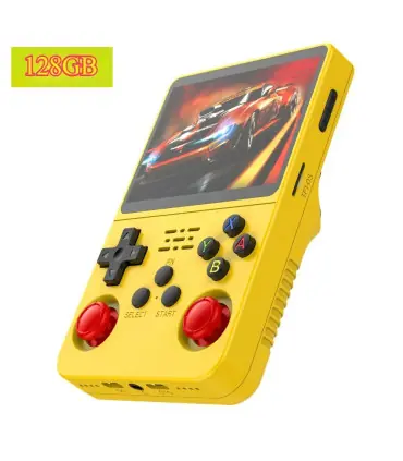 [128G Yellow] Console de jeu vidéo R36S Open Source 256 go, système Linux, écran IPS de 3.5 pou