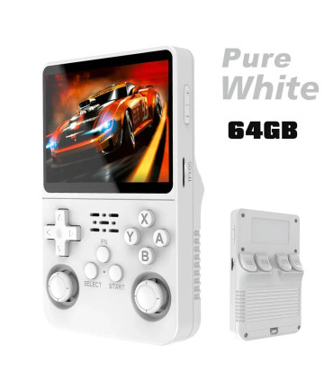 [Pure White 64G] Console de jeu vidéo R36S Open Source 256 go, système Linux, écran IPS de 3.5 