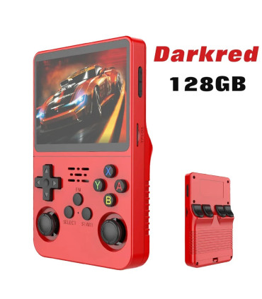 [Darkred 128G] Console de jeu vidéo R36S Open Source 256 go, système Linux, écran IPS de 3.5 po