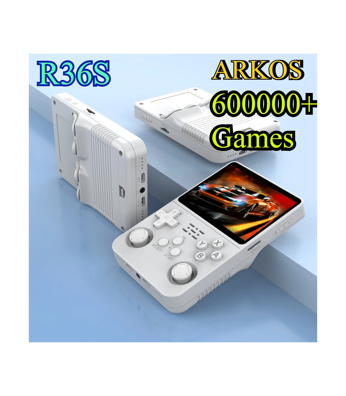 [White 64G] Console de jeu vidéo R36S Open Source 256 go, système Linux, écran IPS de 3.5 pouce