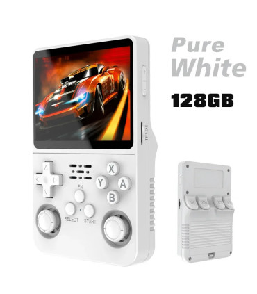 [Pure White 128G] Console de jeu vidéo R36S Open Source 256 go, système Linux, écran IPS de 3.5
