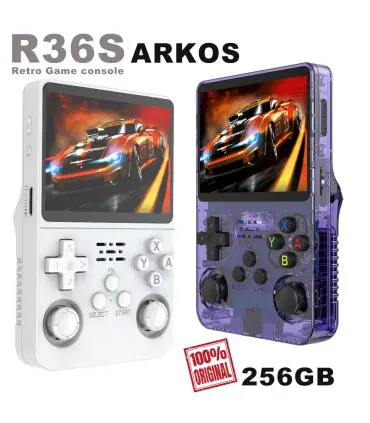 [Pure White 128G] Console de jeu vidéo R36S Open Source 256 go, système Linux, écran IPS de 3.5