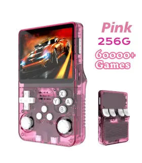 [Pink 256G] Console de jeu vidéo R36S Open Source 256 go, système Linux, écran IPS de 3.5 pouce