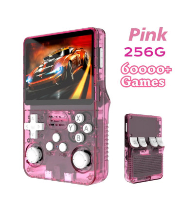 [Pink 256G] Console de jeu vidéo R36S Open Source 256 go, système Linux, écran IPS de 3.5 pouce