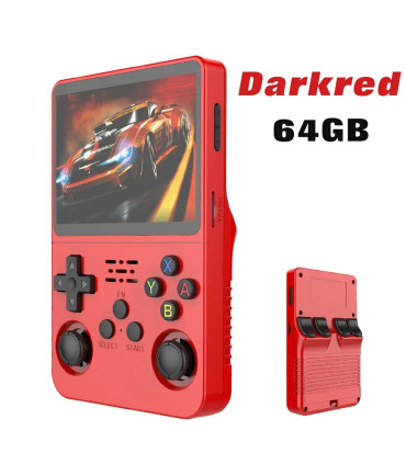 [Darkred 64G] Console de jeu vidéo R36S Open Source 256 go, système Linux, écran IPS de 3.5 pou