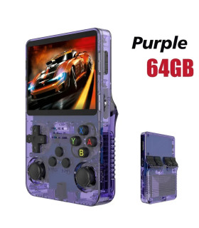 [Purple 64G] Console de jeu vidéo R36S Open Source 256 go, système Linux, écran IPS de 3.5 pouc