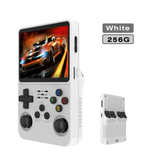 [256G White] Console de jeu vidéo R36S Open Source 256 go, système Linux, écran IPS de 3.5 pouc