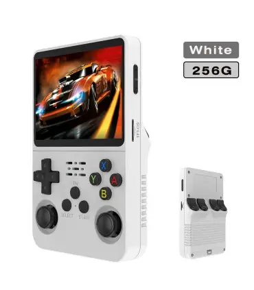 [256G White] Console de jeu vidéo R36S Open Source 256 go, système Linux, écran IPS de 3.5 pouc