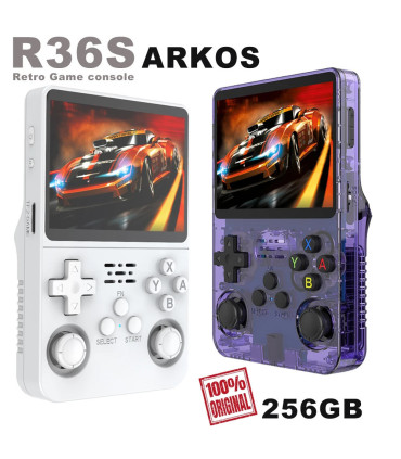 [256G White] Console de jeu vidéo R36S Open Source 256 go, système Linux, écran IPS de 3.5 pouc