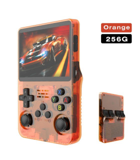 [256G Orange] Console de jeu vidéo R36S Open Source 256 go, système Linux, écran IPS de 3.5 pou