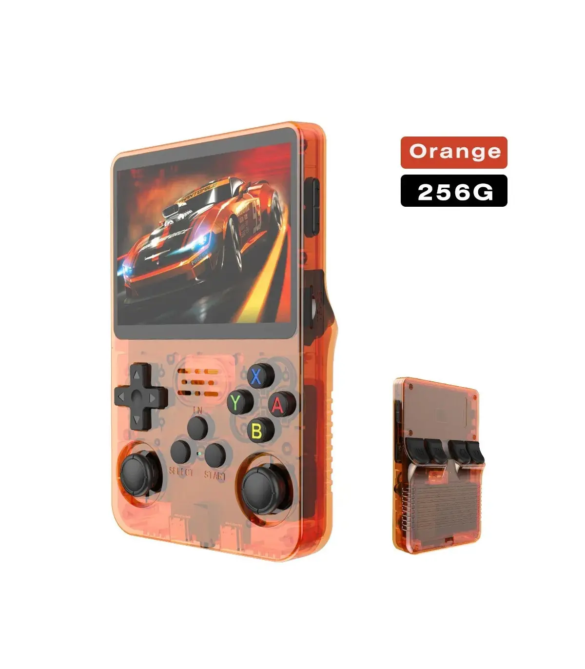 [256G Orange] Console de jeu vidéo R36S Open Source 256 go, système Linux, écran IPS de 3.5 pou