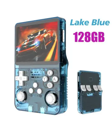 [Blue 128G] Console de jeu vidéo R36S Open Source 256 go, système Linux, écran IPS de 3.5 pouce