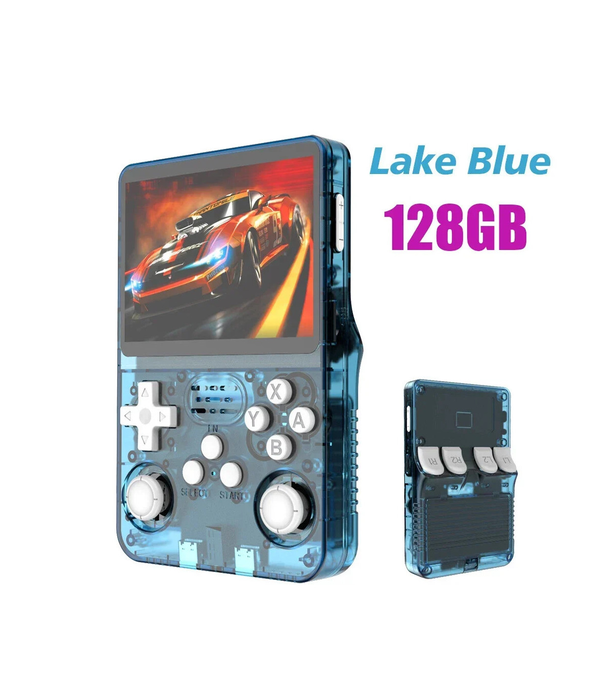 [Blue 128G] Console de jeu vidéo R36S Open Source 256 go, système Linux, écran IPS de 3.5 pouce