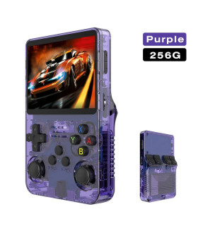 [256G Purple] Console de jeu vidéo R36S Open Source 256 go, système Linux, écran IPS de 3.5 pou