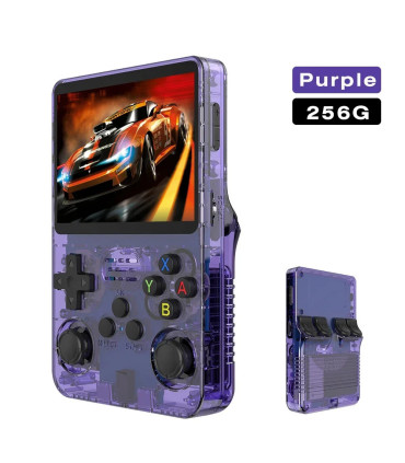 [256G Purple] Console de jeu vidéo R36S Open Source 256 go, système Linux, écran IPS de 3.5 pou