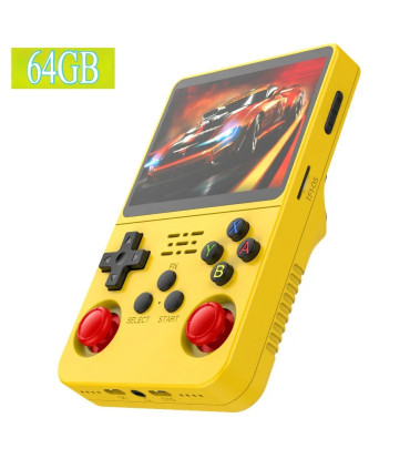 [64G Yellow] Console de jeu vidéo R36S Open Source 256 go, système Linux, écran IPS de 3.5 pouc