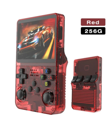 [256G Red] Console de jeu vidéo R36S Open Source 256 go, système Linux, écran IPS de 3.5 pouces