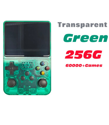 [T-Green 256G] Console de jeu vidéo R36S Open Source 256 go, système Linux, écran IPS de 3.5 po