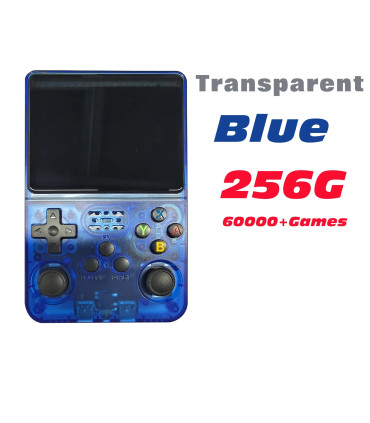 [T-Blue 256G] Console de jeu vidéo R36S Open Source 256 go, système Linux, écran IPS de 3.5 pou