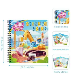 [1pcs vehicle] Autocollant Montessori, livre de Puzzle avec histoire pour enfants, autocollant 