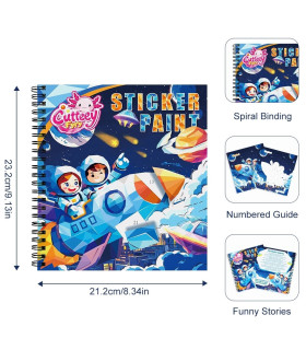 [1pcs space] Autocollant Montessori, livre de Puzzle avec histoire pour enfants, autocollant éd