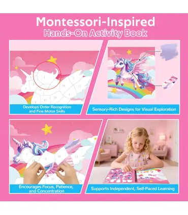 [1pcs space] Autocollant Montessori, livre de Puzzle avec histoire pour enfants, autocollant éd