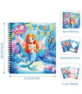 [1pcs mermaid] Autocollant Montessori, livre de Puzzle avec histoire pour enfants, autocollant 