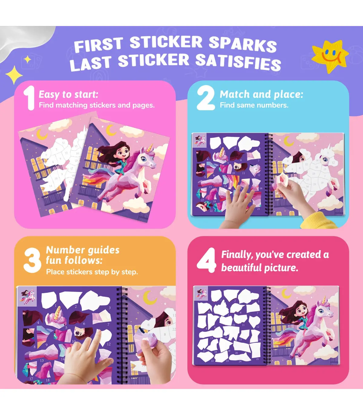 [1pcs ocean] Autocollant Montessori, livre de Puzzle avec histoire pour enfants, autocollant éd