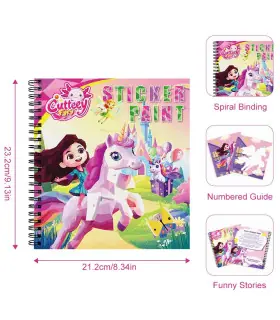 [1pcs unicorn] Autocollant Montessori, livre de Puzzle avec histoire pour enfants, autocollant 