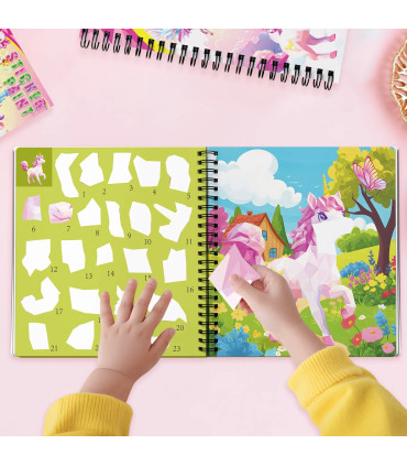 [1pcs unicorn] Autocollant Montessori, livre de Puzzle avec histoire pour enfants, autocollant 