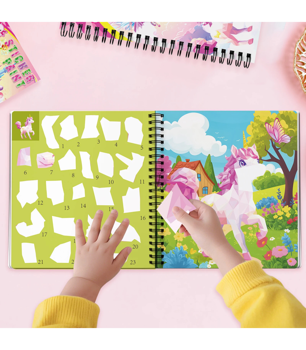 [1pcs unicorn] Autocollant Montessori, livre de Puzzle avec histoire pour enfants, autocollant 