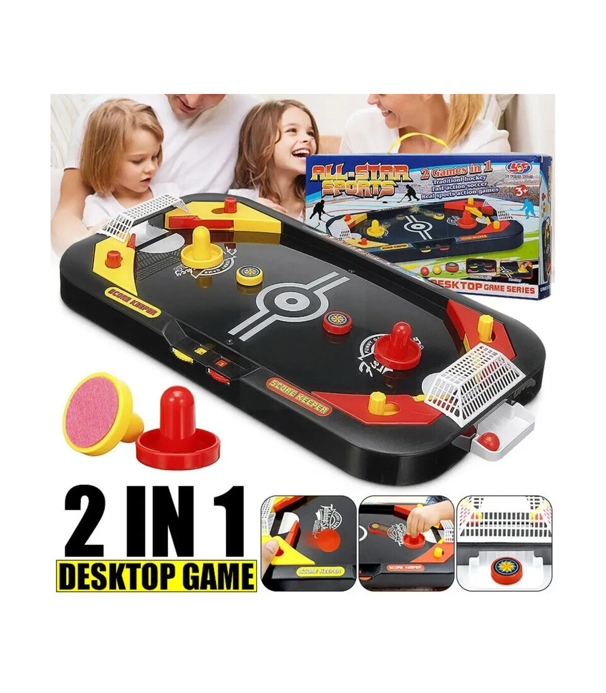 [Ice hockey] Jeu de hockey de table pour enfants, 2 en 1, football et glace, mini jouet coule d