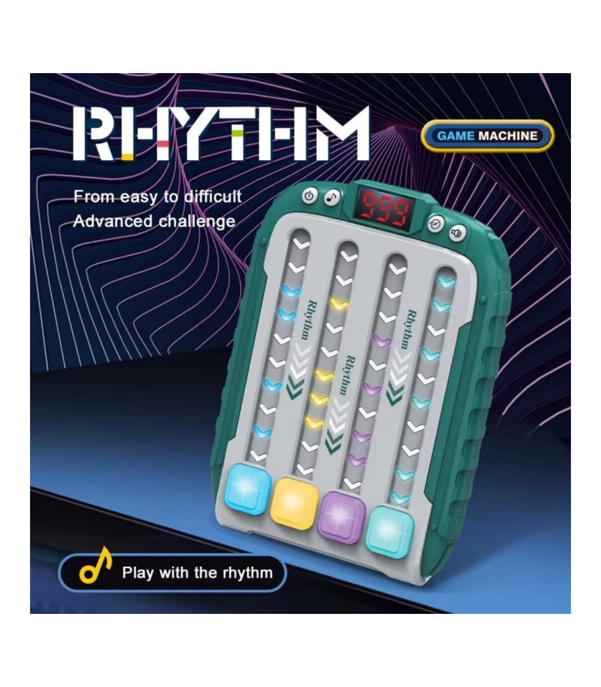 [Blue] Machine de jeu de rythme musical, Puzzle lumineux, jouets sensoriels de voyage Montessor