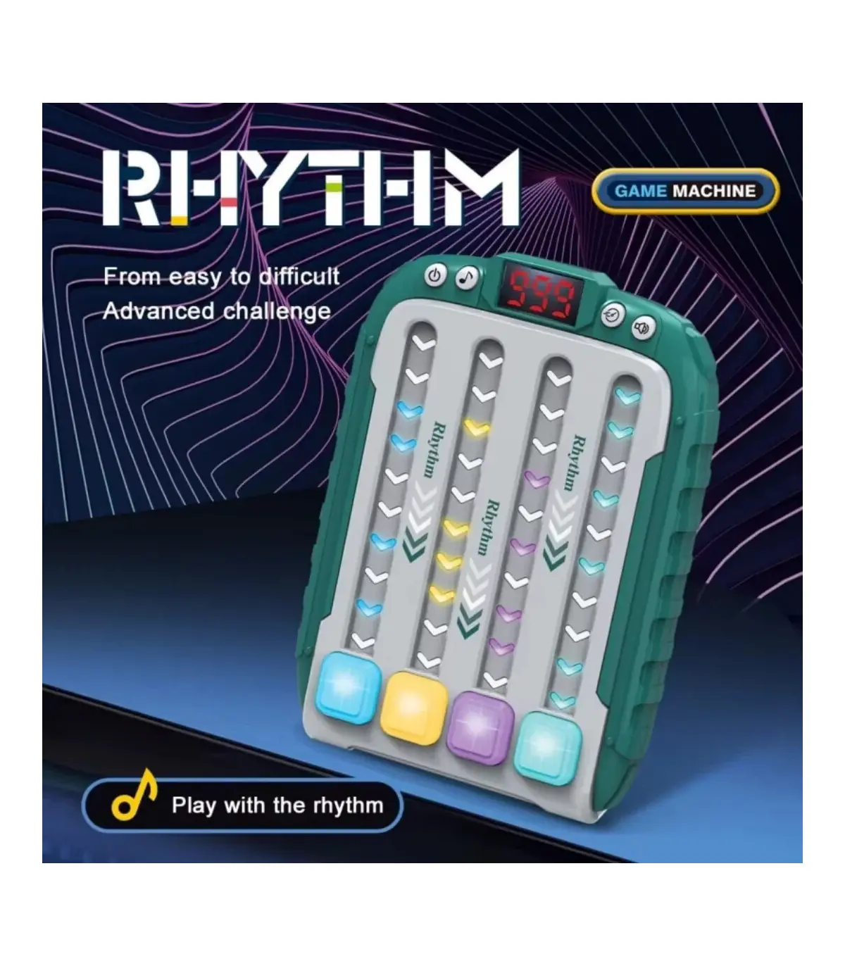 [Blue] Machine de jeu de rythme musical, Puzzle lumineux, jouets sensoriels de voyage Montessor