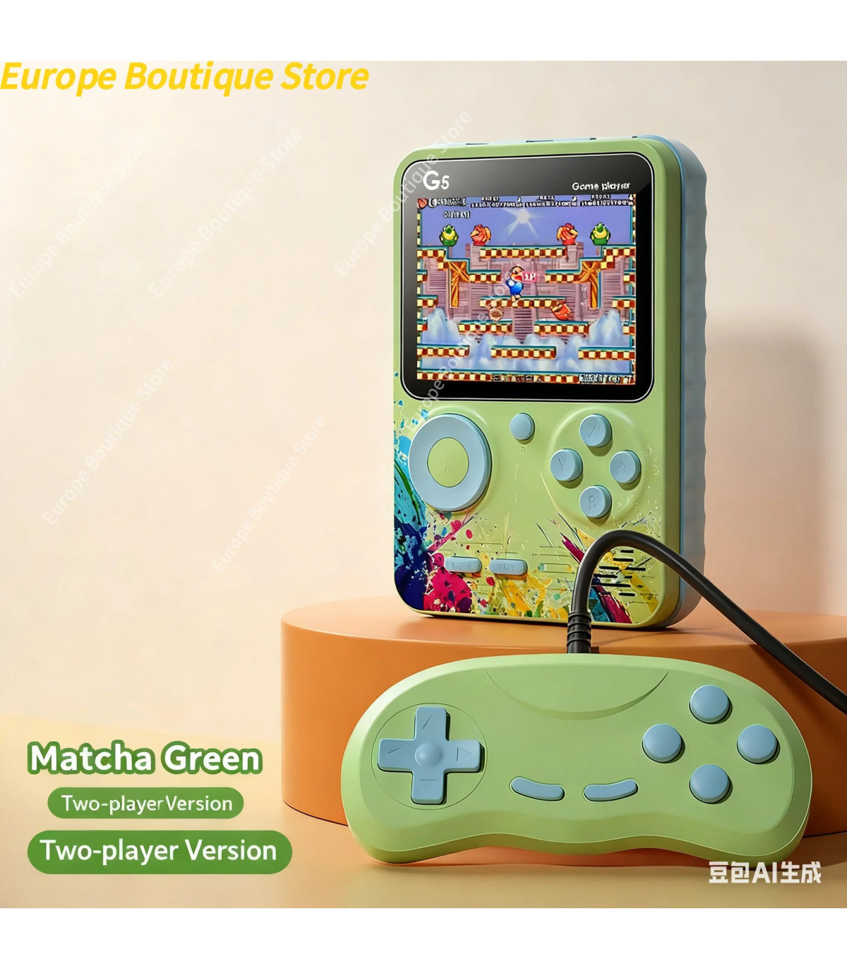 [Cyan With handle] G5 Mini Console Portable Macaron couleur joueurs de jeu Portable rétro Conso