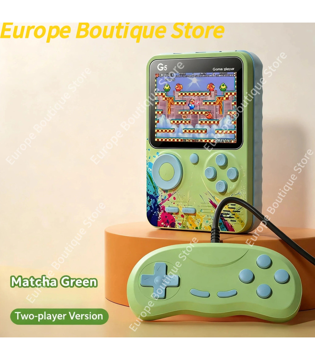 [Green With handle] G5 Mini Console Portable Macaron couleur joueurs de jeu Portable rétro Cons