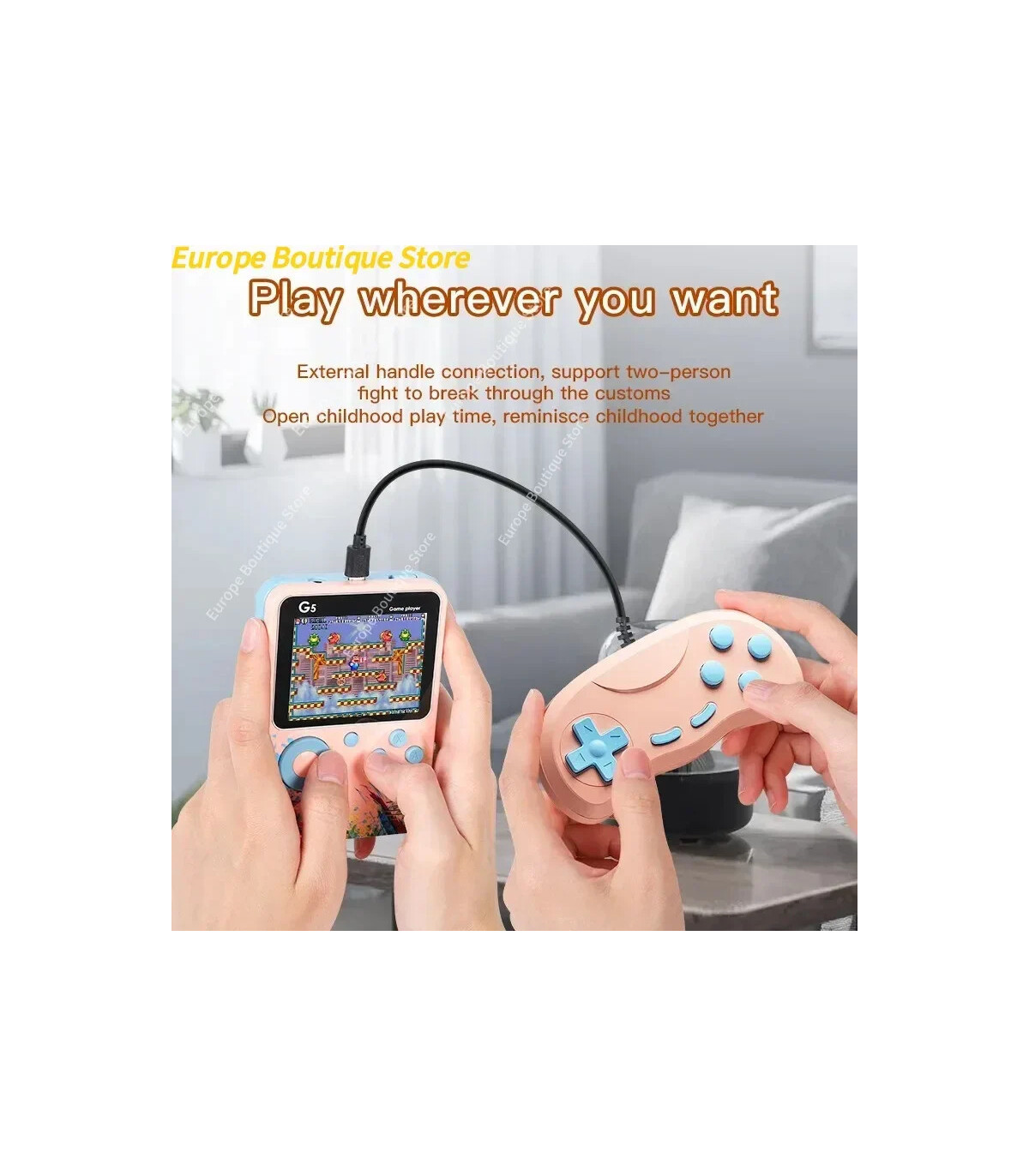 [Green With handle] G5 Mini Console Portable Macaron couleur joueurs de jeu Portable rétro Cons