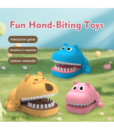 [Yellow] Jouets de morsure d\'hippopotame, jeux de fête pour enfants, jeux interactifs Parent-en